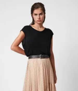 Image of AllSaints Womens Yasmine Top, Black, Size: 8