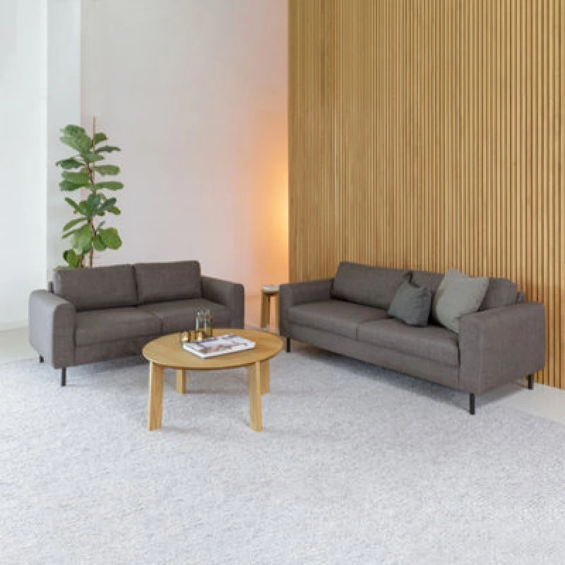 Image of Furniture To Go Omaha 2 + 3 Seater Sofa Set In Basel Light Grey Brown Fabric