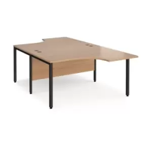 Image of Office Desk 2 Person Corner Desk 1400mm Beech Tops With Black Frames Maestro 25