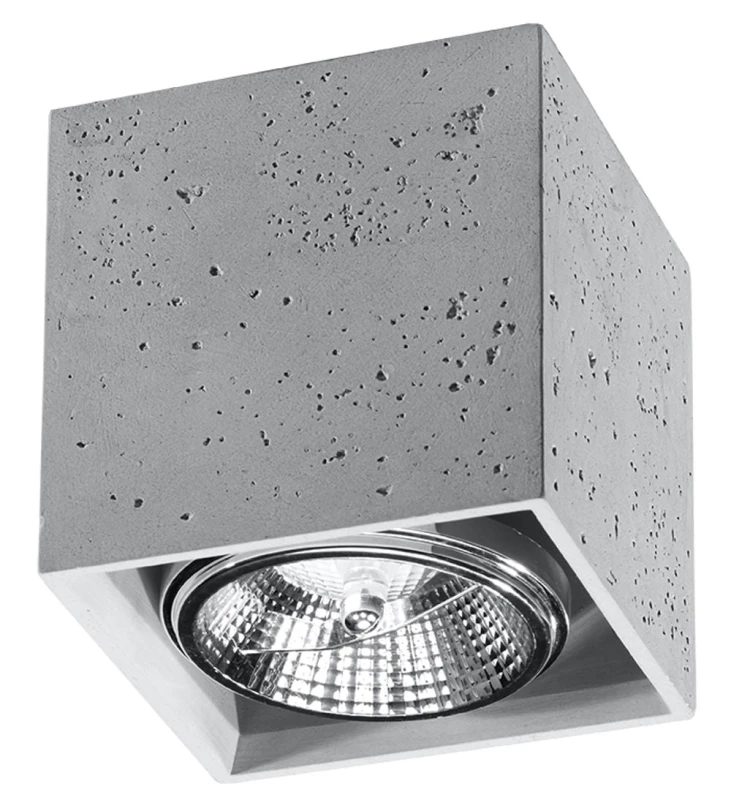 Image of SOLLUX Ceiling Lamp VALDE Concrete Square Shape Loft Design Grey Modern GU10 LED