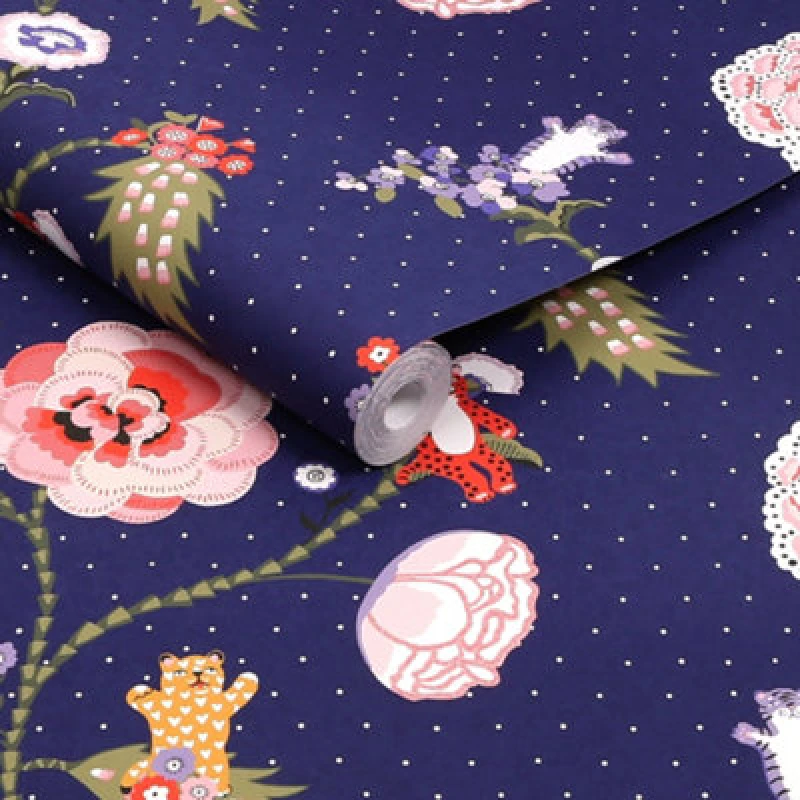 Image of Cath Kidston Catnip Navy Wallpaper