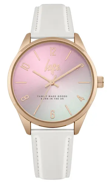 Just Hype UK hype pink iridescent script watch