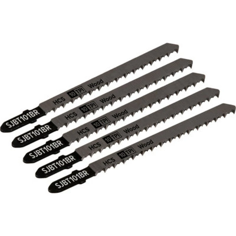 Image of Loops 5 PACK - 100mm HARDWOOD Jigsaw Blade - 10 TPI - Ground Taper Precision DOWN Cut Multi