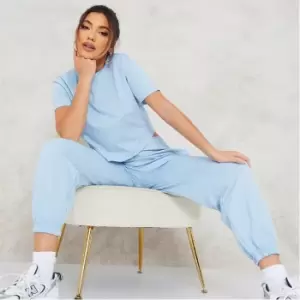 Image of I Saw It First Crop T Shirt and Joggers Co-Ord Set - Blue