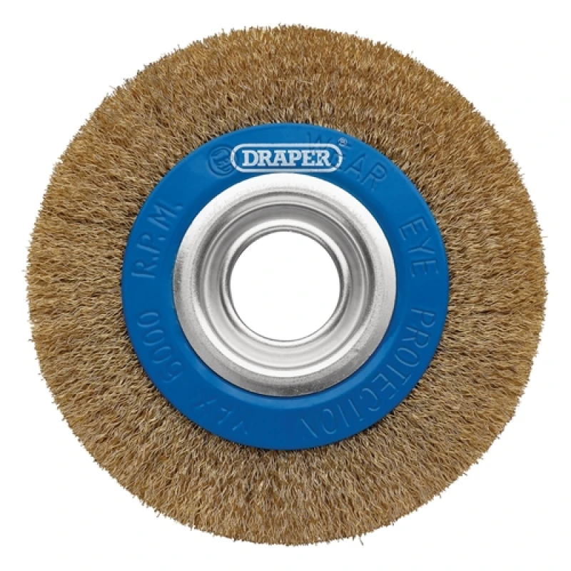 Image of Draper Brassed Steel Bench Grinder Wire Wheel Brush, 150 x 31.75mm 8066