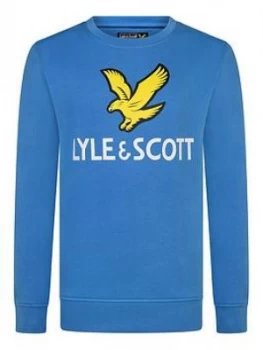 Image of Lyle & Scott Boys Eagle Logo Crew Sweat - French Blue, French Blue, Size 9-10 Years