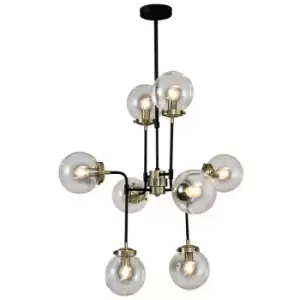 Italux Lighting - Italux Odelia - Industrial And Retro Hanging Pendant Fixed Antique Bronze, Black 8 Light with Clear Shade, E14