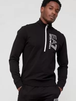 Image of Emporio Armani EA7 Visibility Logo Quarter Zip Sweatshirt Black Size S Men