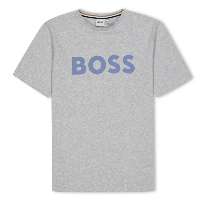 Image of Boss Hugo Boss Boys Large Logo Short Sleeve T-Shirt Chine Grey Grey male