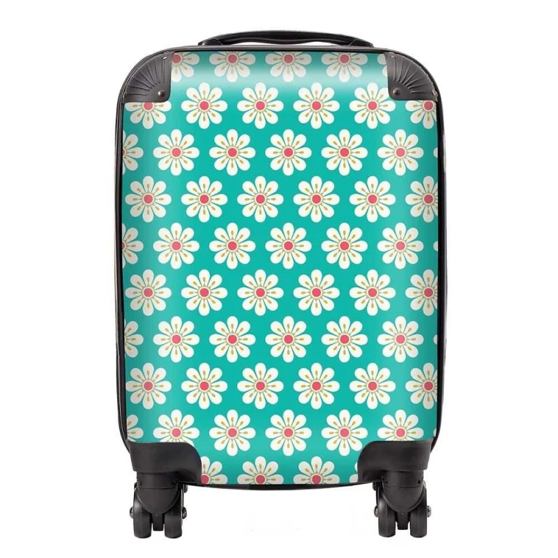 Image of Warren Reed - Designer Daisy Pattern Suitcase in Green Size: Large Green Unisex Large