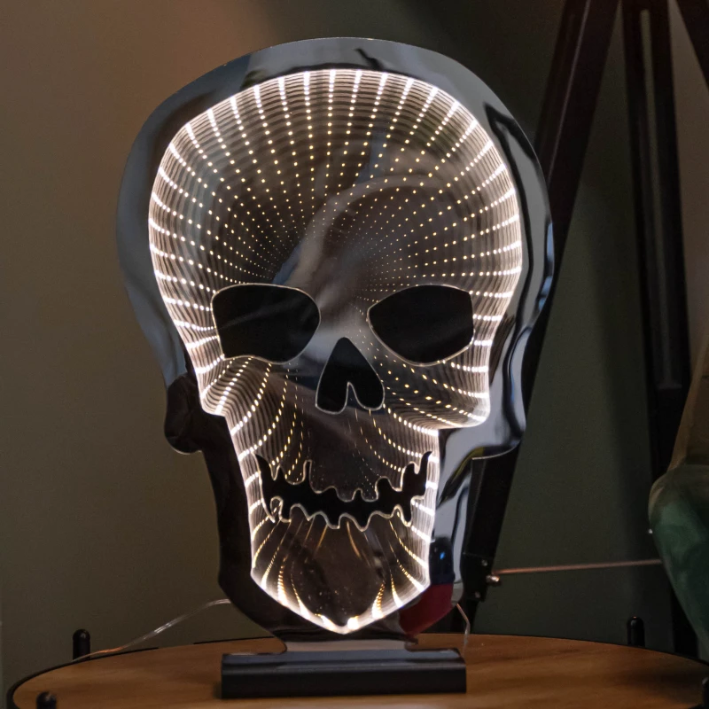 Image of 40cm Light up Halloween Skull Infinity Decoration with Warm White LEDs