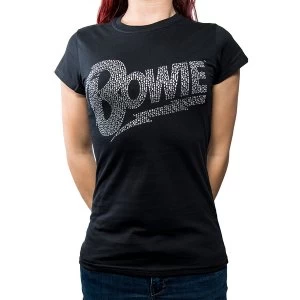 image of David Bowie - Flash Logo Womens Large T-Shirt - Black