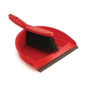 image of Dustpan And Brush Set Soft Bristles Red