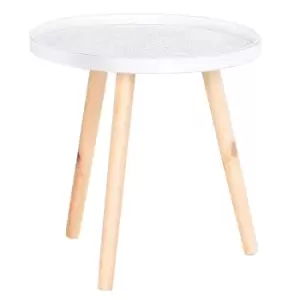 Image of Homcom Round Coffee Table With Solid Wood Legs Sofa End Side Coffee Table White And Gold