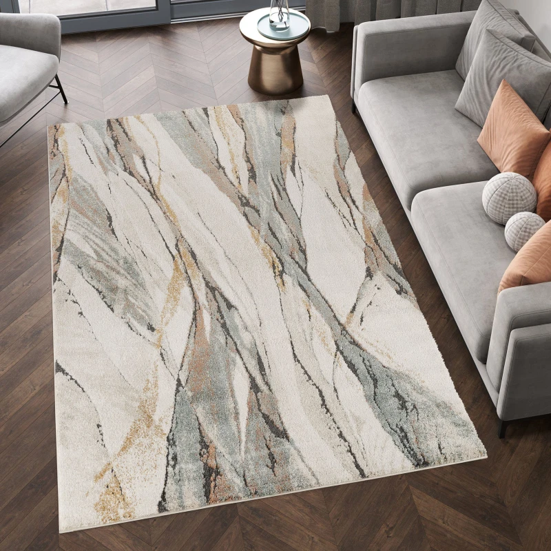 Image of Essence Living Room Area Rug Oragnic Abstract Design Contemporary Hallway Runner Indoor Rug- Rustic 60X220