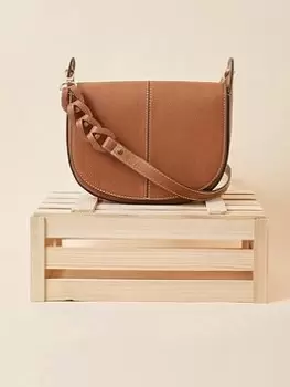 Image of Accessorize Leather Plait Saddle Crossbody, Brown, Women