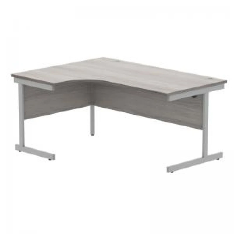 Image of Astin Radial Left Hand SU Cantilever Desk 1600x1200x730mm Alaskan Grey Oak/Silver KF824206