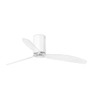 Image of Mini-Tube Shiny White, Transparent Ceiling Fan With DC Motor Smart - Remote Included