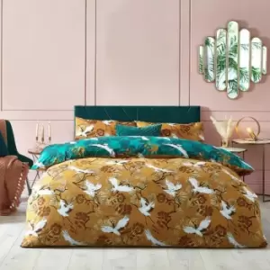 Image of Furn Demoiselle Botanical Duvet Cover Set (Double) (Mustard Yellow) - Mustard Yellow