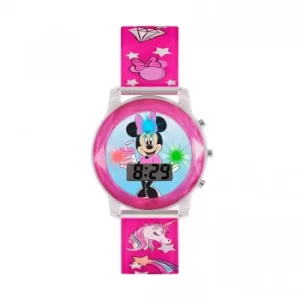 image of Disney Minnie Mouse Digital Pink Plastic Strap Watch