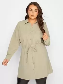 Image of Yours Long Sleeve Crinkle Utility Tunic - Natural, Size 14, Women