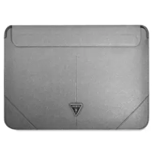 image of Guess Saffiano Triangle Logo Laptop Sleeve - 13-14 - Silver