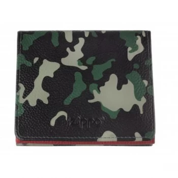 image of Zippo Green Camouflage Leather Douoble Sided Wallet (10.2 x 9.3 x 2.5cm)