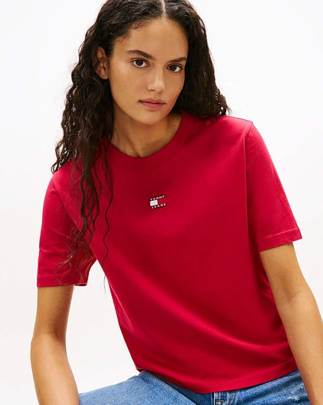 Image of Tommy Jeans Logo T-Shirt - Red Female 14