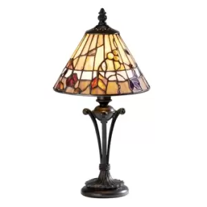 image of Bernwood 1 Light Small Table Lamp Dark Bronze, Tiffany Glass, E14