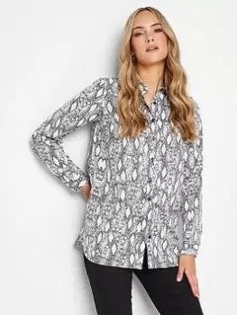 image of Long Tall Sally Grey Snake Print Shirt, Grey, Size 12, Women