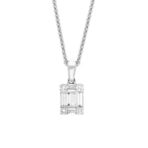 image of 18ct White Gold 0.42ct Diamond Round Brilliant and Emerald Cut Cluster Pendant