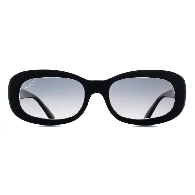 Image of Ray-Ban Womens Oval Black Grey Gradient Polarized RB2221 Black Female One Size