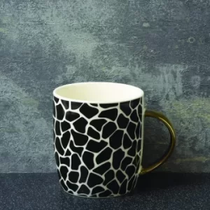 image of Animal Luxe Barrel Mug with Giraffe Print Black