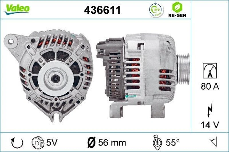 Image of VALEO 436611 Generator Alternator Charging Current: 80A, Voltage: 14V Alternator (4)
