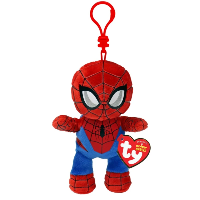 Image of Ty Key Clip Marvel Spiderman Soft Plush Keychain Multi
