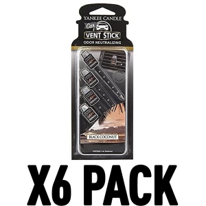 Image of Black Coconut (Pack Of 6) Yankee Candle Vent Stick