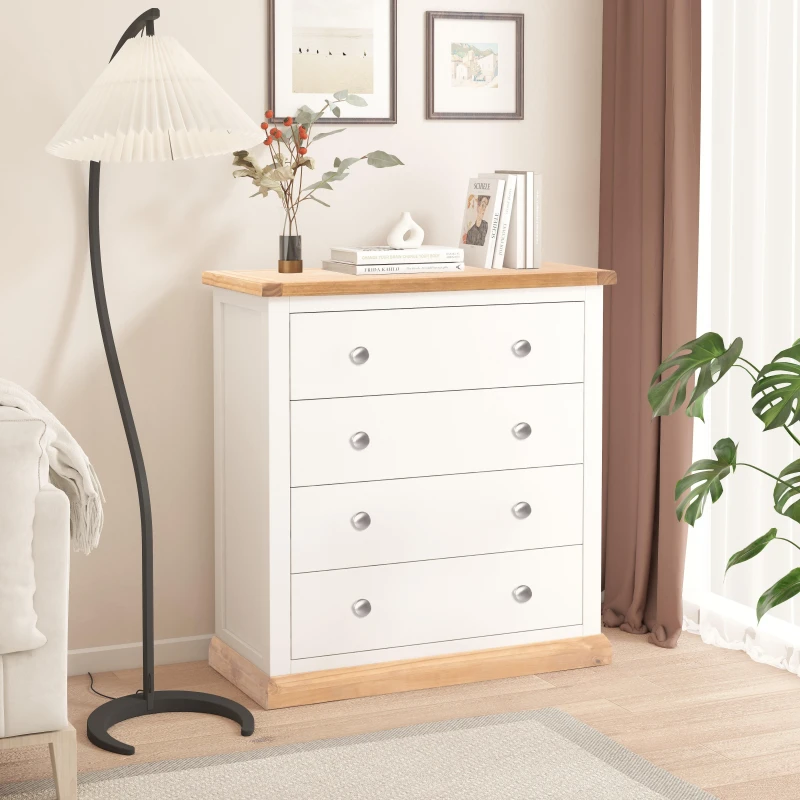 Image of Cabinet Bits Trevi 4 Drawer Chest of Drawers Chrome Knob in Off-White Off-White Unisex