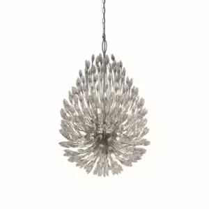 Peacock 20 Light Ceiling Pendant, Crystal & Metal