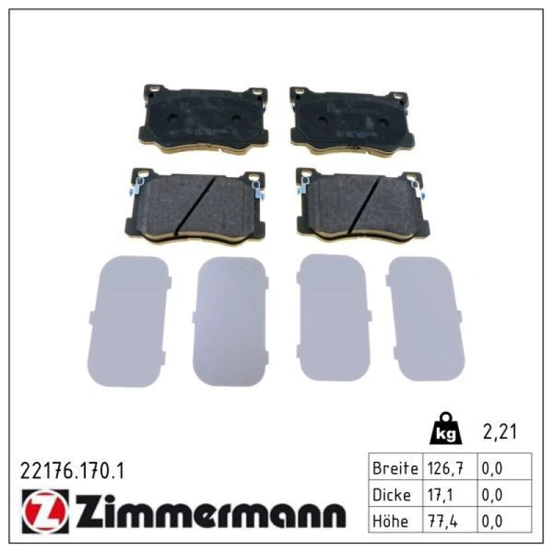 Image of ZIMMERMANN Brake pad set ZIMMERMANN 22176.170.1