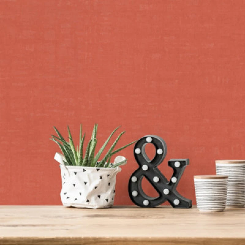 Image of Galerie Fusion Orange Linen Effect Textured Wallpaper