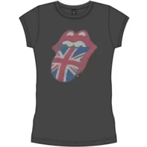 Image of Rolling Stones Classic Tongue Black Ladies T Shirt: Large