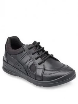 Image of Start-rite Boys Yo Yo Lace Up School Shoes - Black Leather, Size 4 Older