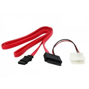 Image of StarTech 0.9m Slimline SATA Female to SATA with LP4 Power Cable Adaptor