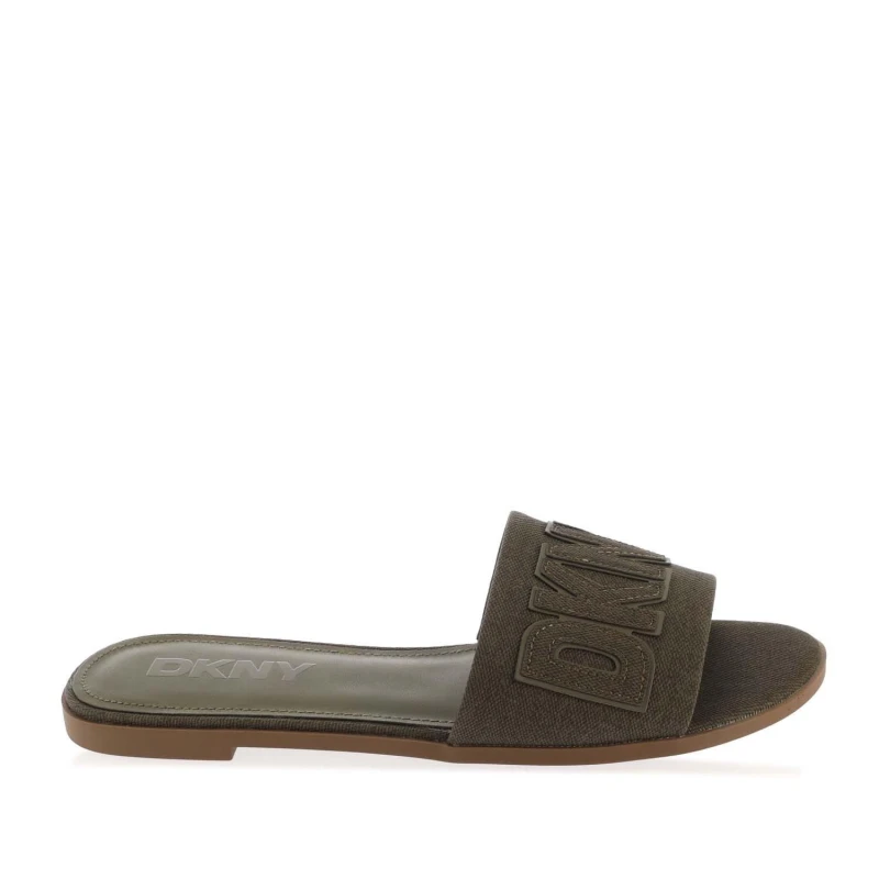 Image of DKNY Willow Flat Sliders Green female UK 2.5