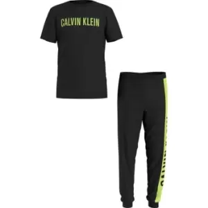 Image of Calvin Klein Knit Pj Set (Ss + Cuffed Pant) - Black