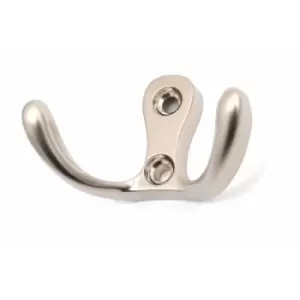 image of Small Double Coat Hanger Hook Door Wall Bath CK24 Model - Colour Satin - Pack of 20