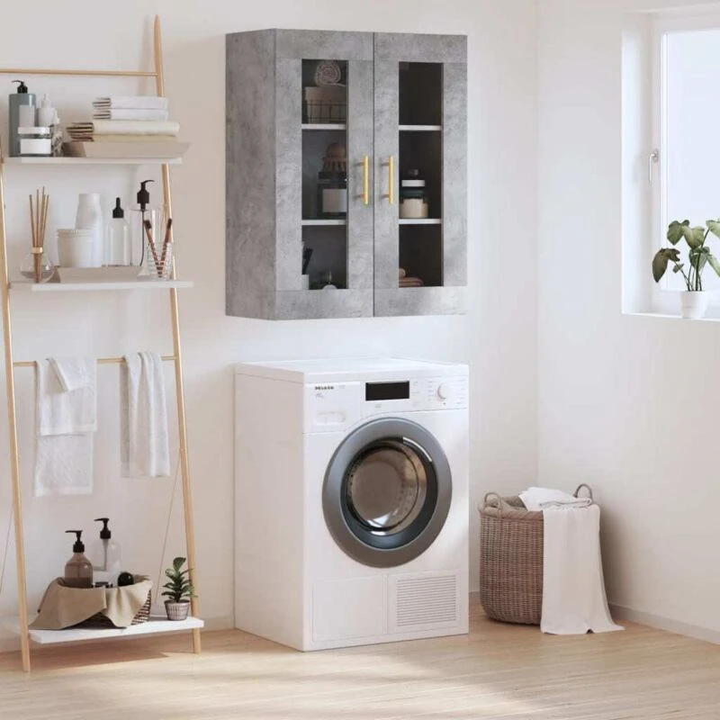 Image of Vidaxl Wall Mounted Cabinet Concrete Grey 69.5X34X90 Cm, Grey 828472
