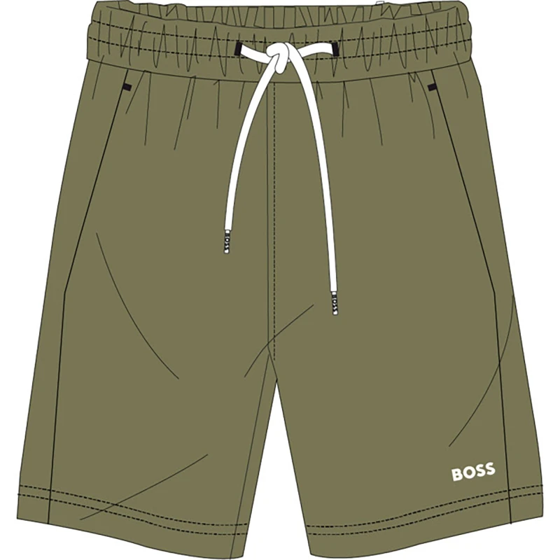 Image of Boss Kids Logo Fleece Jogger Shorts Laurier 673 male 4 Yrs