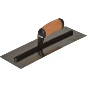Image of DEWALT Drywall Flex Stainless Steel Curved Trowel Leather Handle 14"