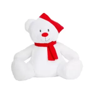 Image of Mumbles Zippie Christmas Teddy Bear (One Size) (White/Red)